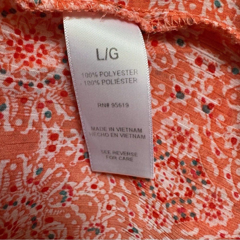 FEVER Sleeveless Coral Peach Orange Medallion Mandala Print Top women size Large - Picture 7 of 16